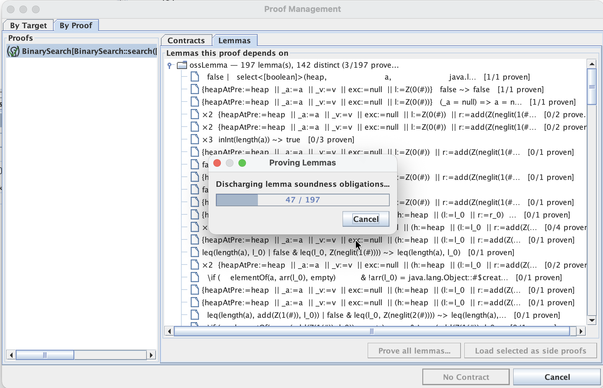 The batch-proving progress dialog